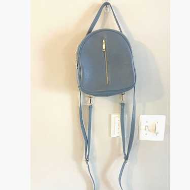 Valentina Fiore Powder Blue Leather Backpack Purse