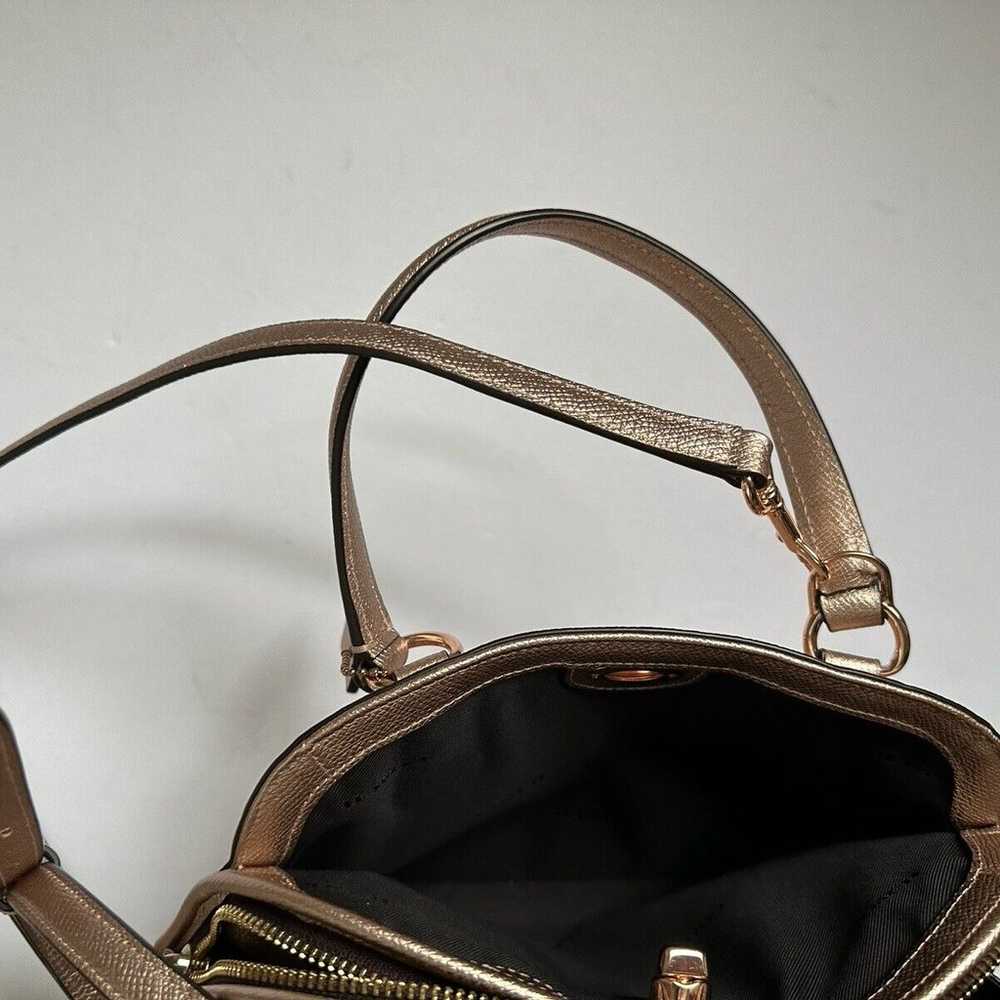 COACH PRINCE Rose Gold METALLIC Leather Satchel B… - image 11