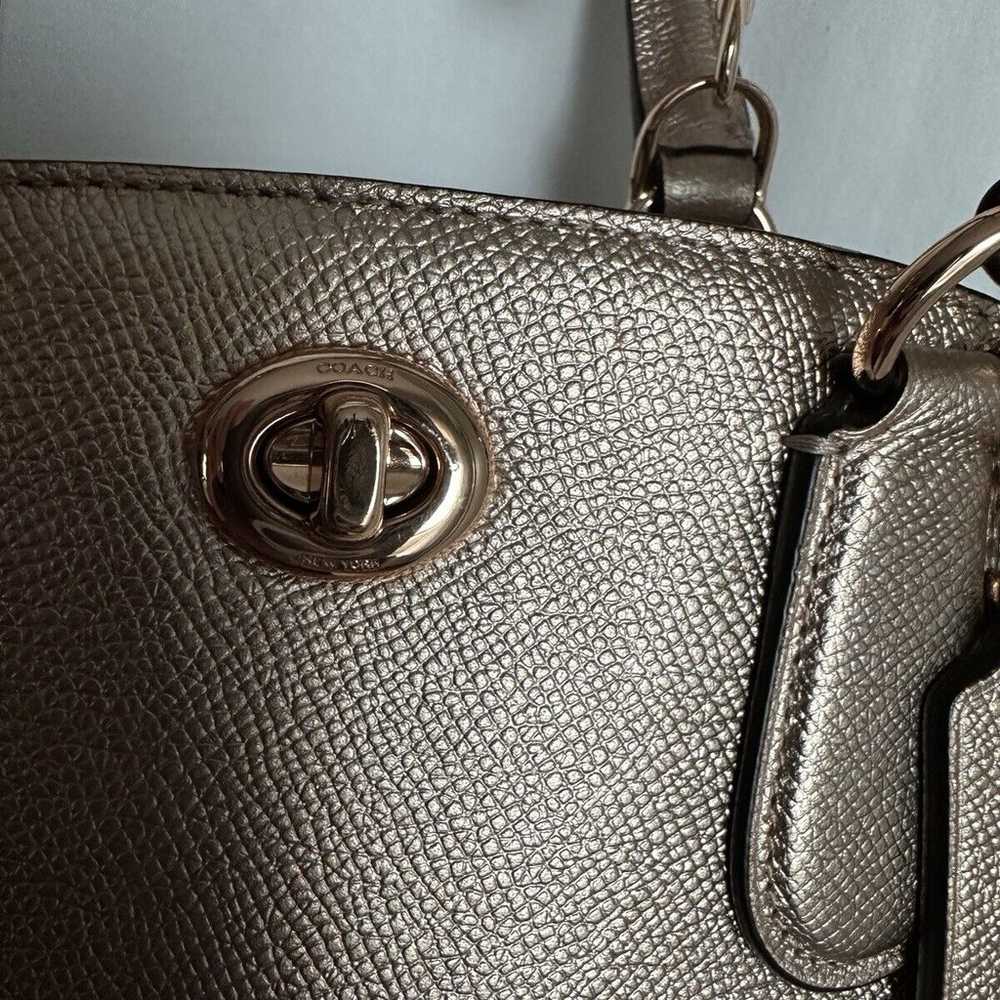 COACH PRINCE Rose Gold METALLIC Leather Satchel B… - image 3