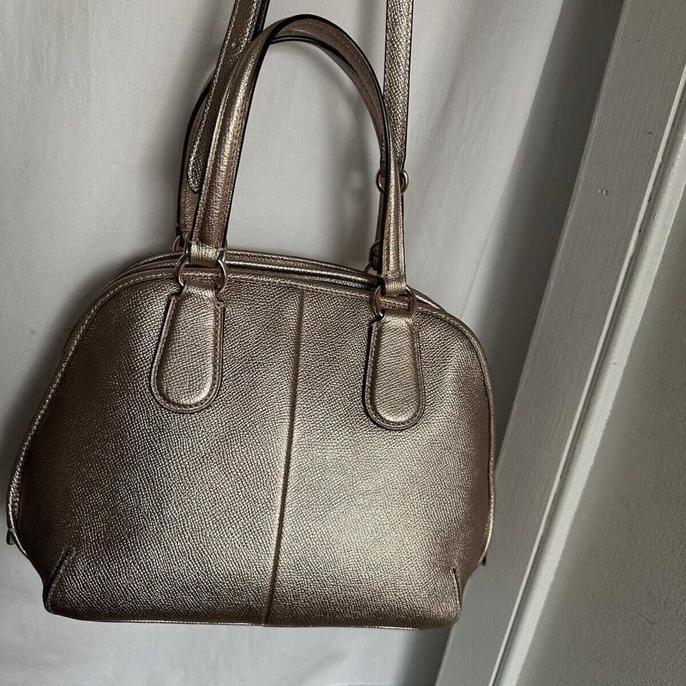 COACH PRINCE Rose Gold METALLIC Leather Satchel B… - image 4