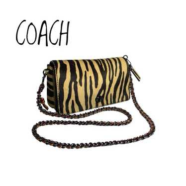 Coach Coach Shoulder Bag Harako Zebra Pattern Cha… - image 1