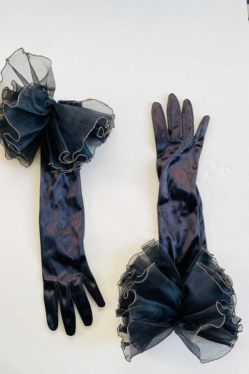 Vintage 1980's Black and Gold evening Gloves Sele… - image 2