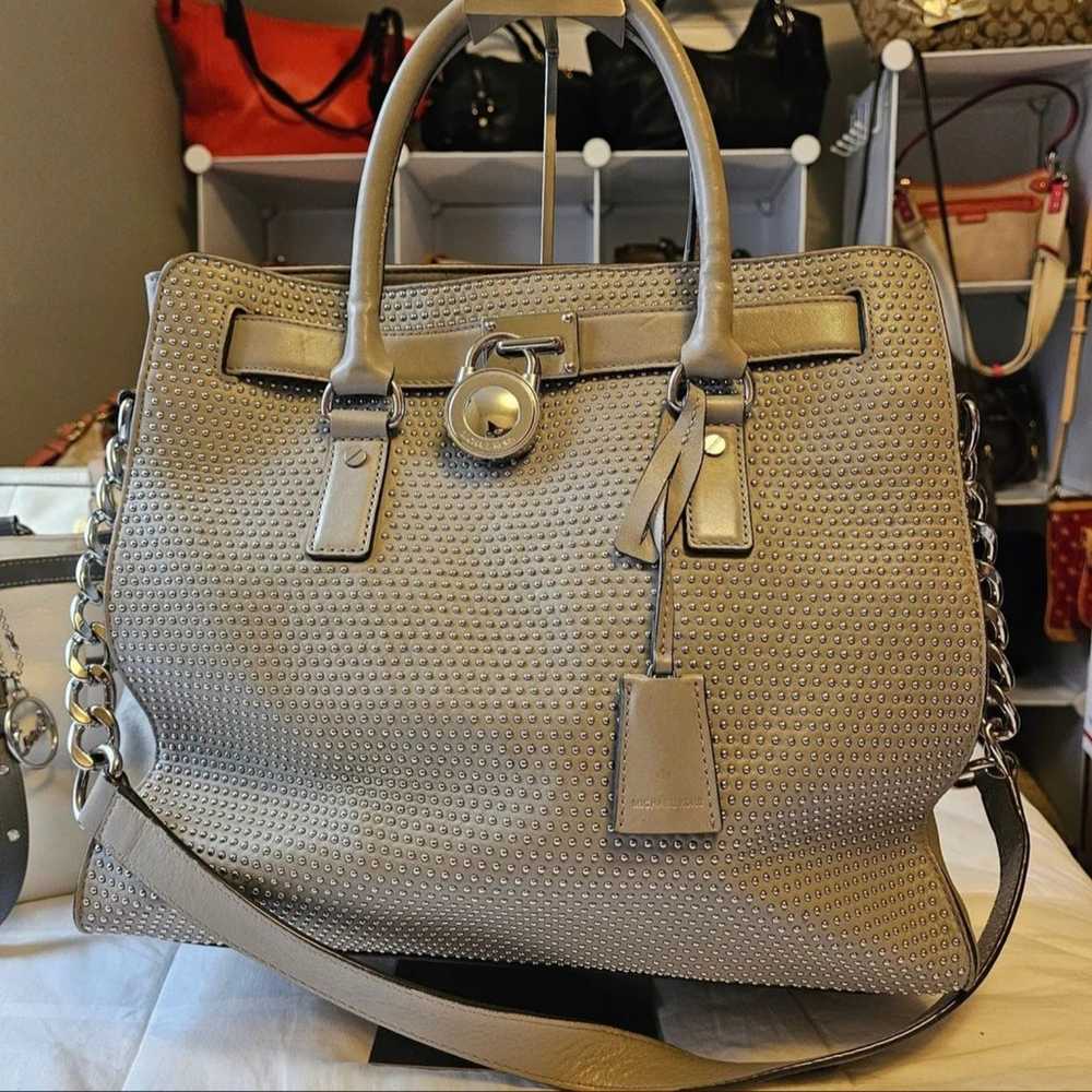 Michael Kors Microstud Grey Hamilton Bag - image 1