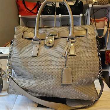 Michael Kors Microstud Grey Hamilton Bag - image 1