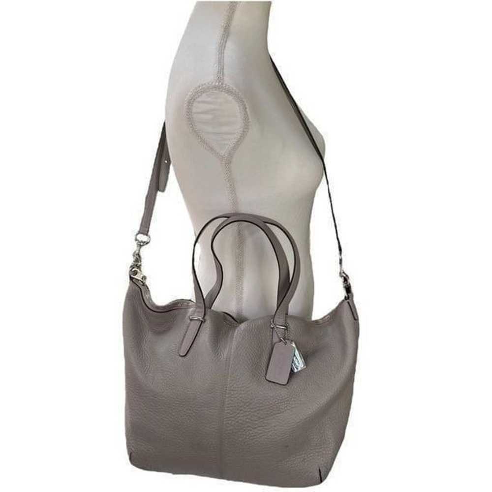 Coach Bleeker Pebbled Leather Grey Crossbody Tote - image 1