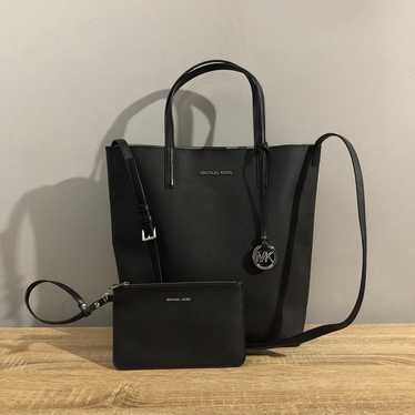 NWOT Michael Kors Hayley Large Black Leather Tote… - image 1