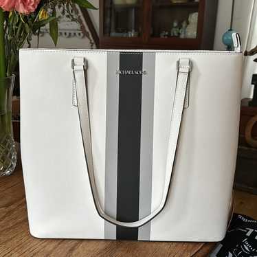 Michael Kors Morgan Large Tote Center Stripe Creme