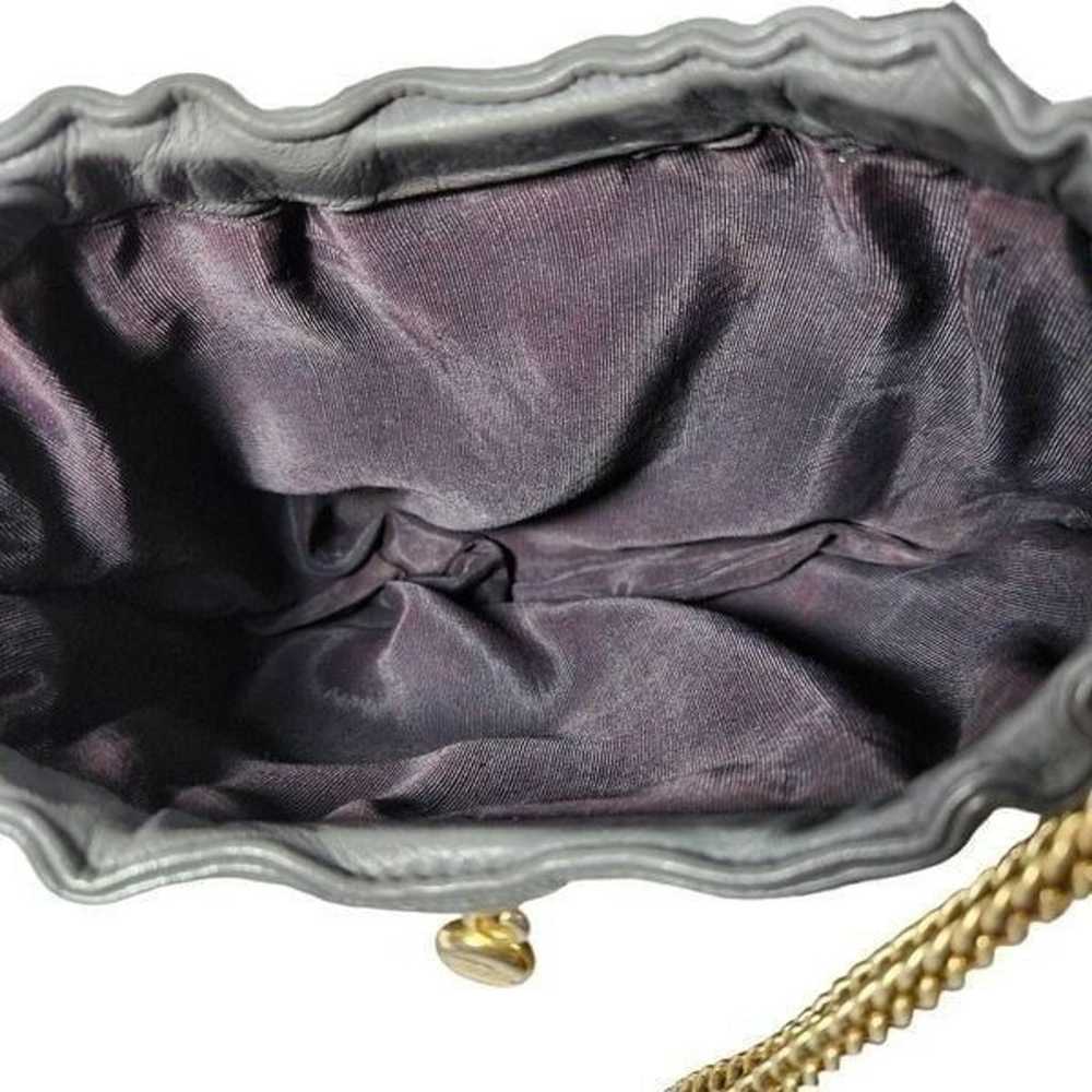 Vintage Ande leather clutch chain bag purse gray - image 3