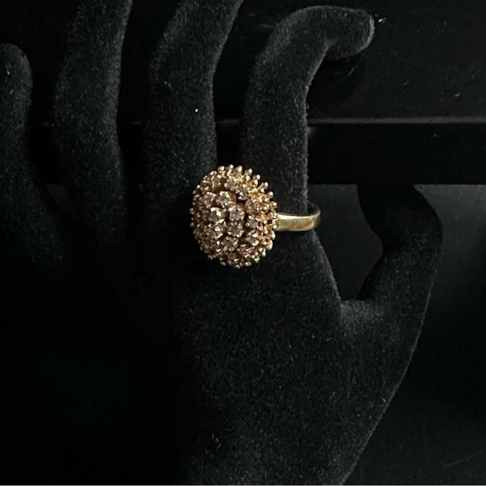 Brand Vintage 14K Gold Plated CZ Cluster Dome Ring - image 7