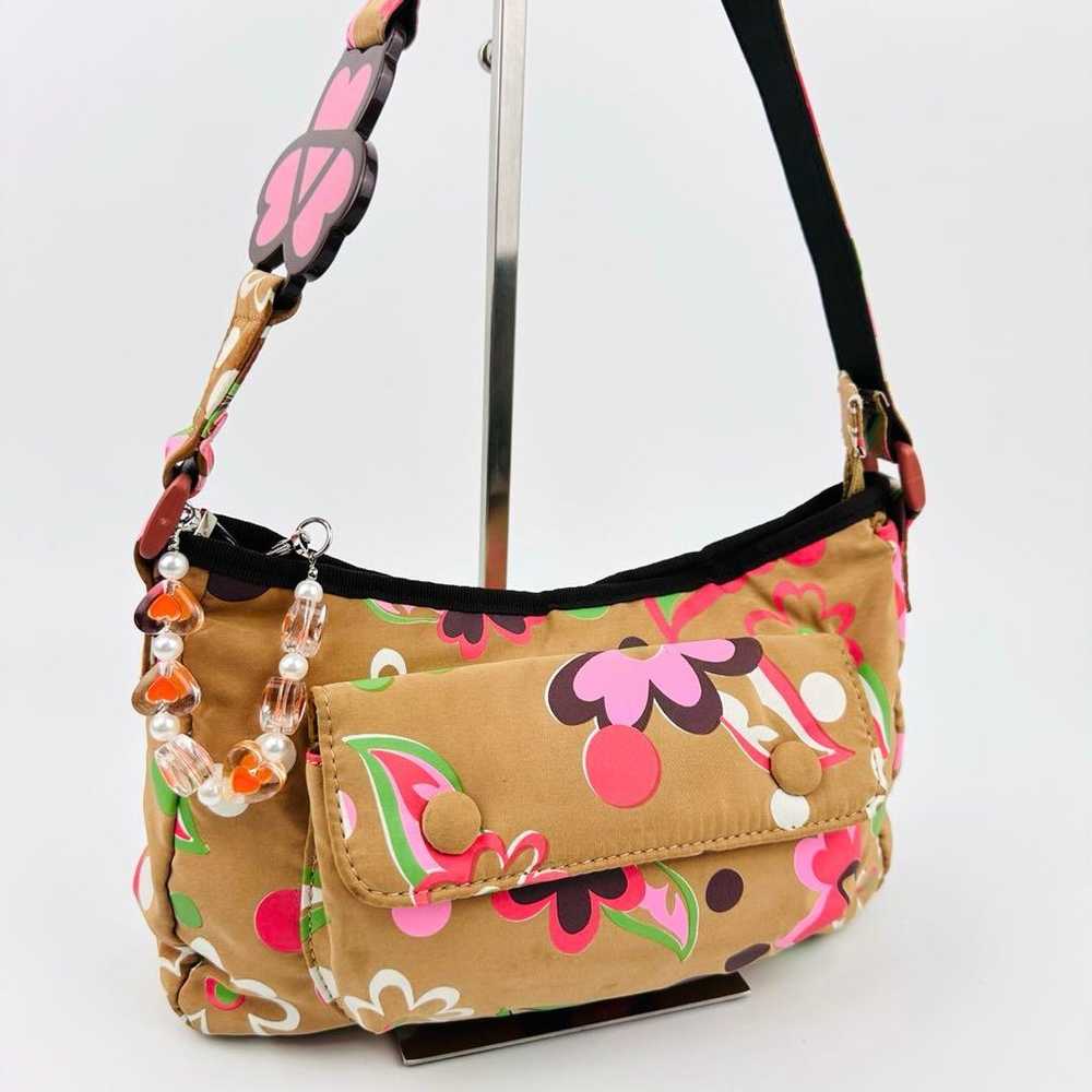 Chich New York Flower Print Shoulder Bag Brown Lo… - image 1