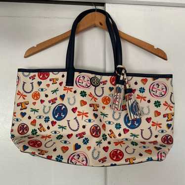 Tory Burch bright, colorful tote handbag