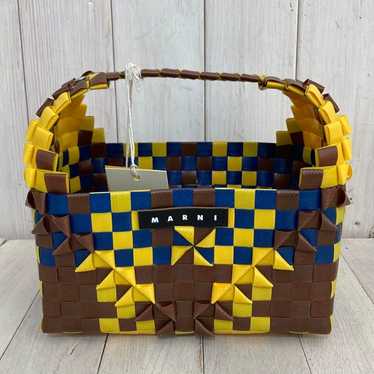 MARNI Basket Bag Tote Bag Yellow × Blue × Brown - image 1