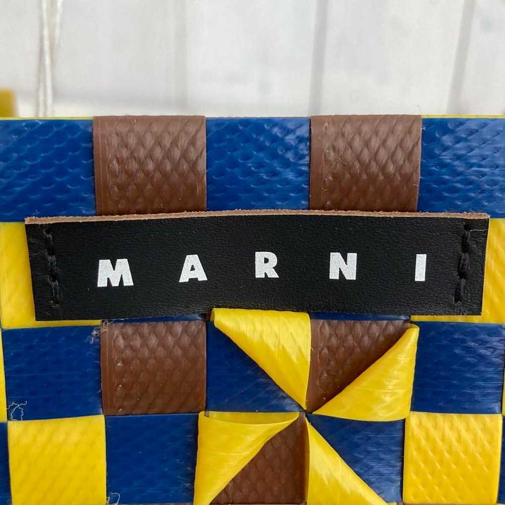 MARNI Basket Bag Tote Bag Yellow × Blue × Brown - image 8