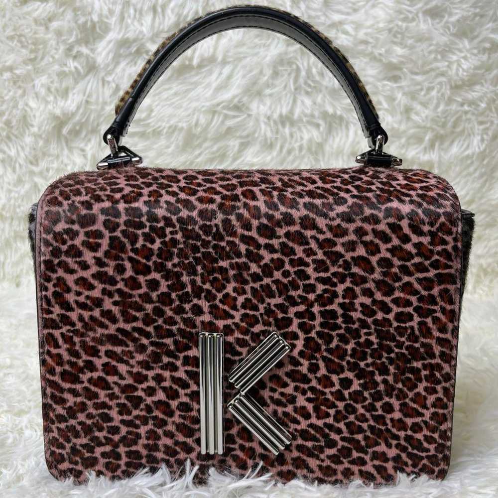 【2WAY】KENZO Hand Shoulder Bag Leopard Haircalf Lu… - image 2