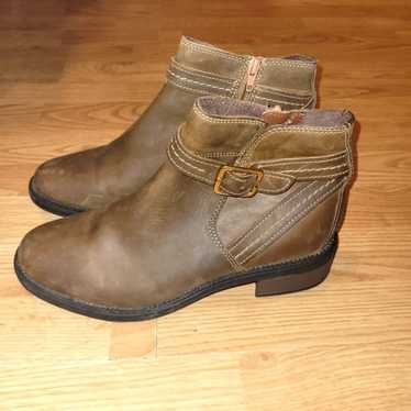 Clarks Womens Maye Brown Leather Boots Side Zip B… - image 1