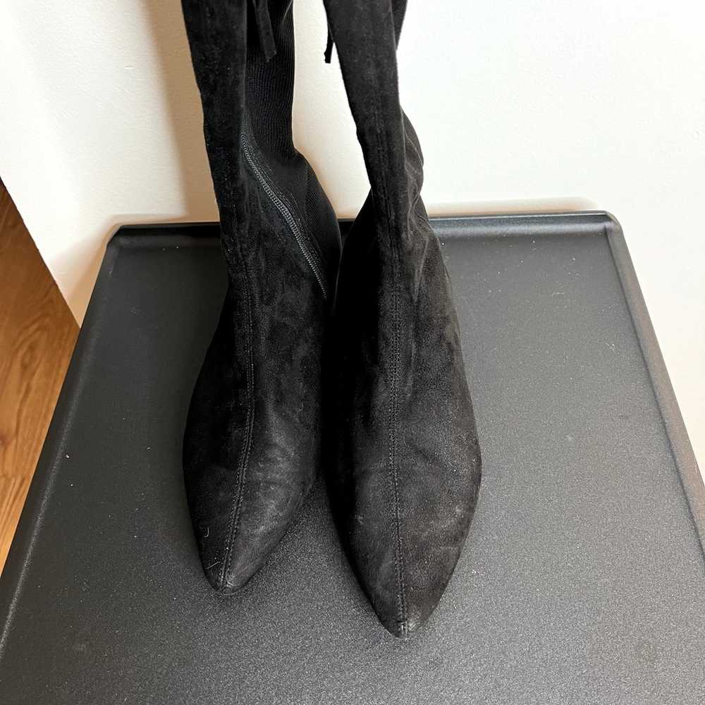 Zara Black Suede Knee High Boots - image 3