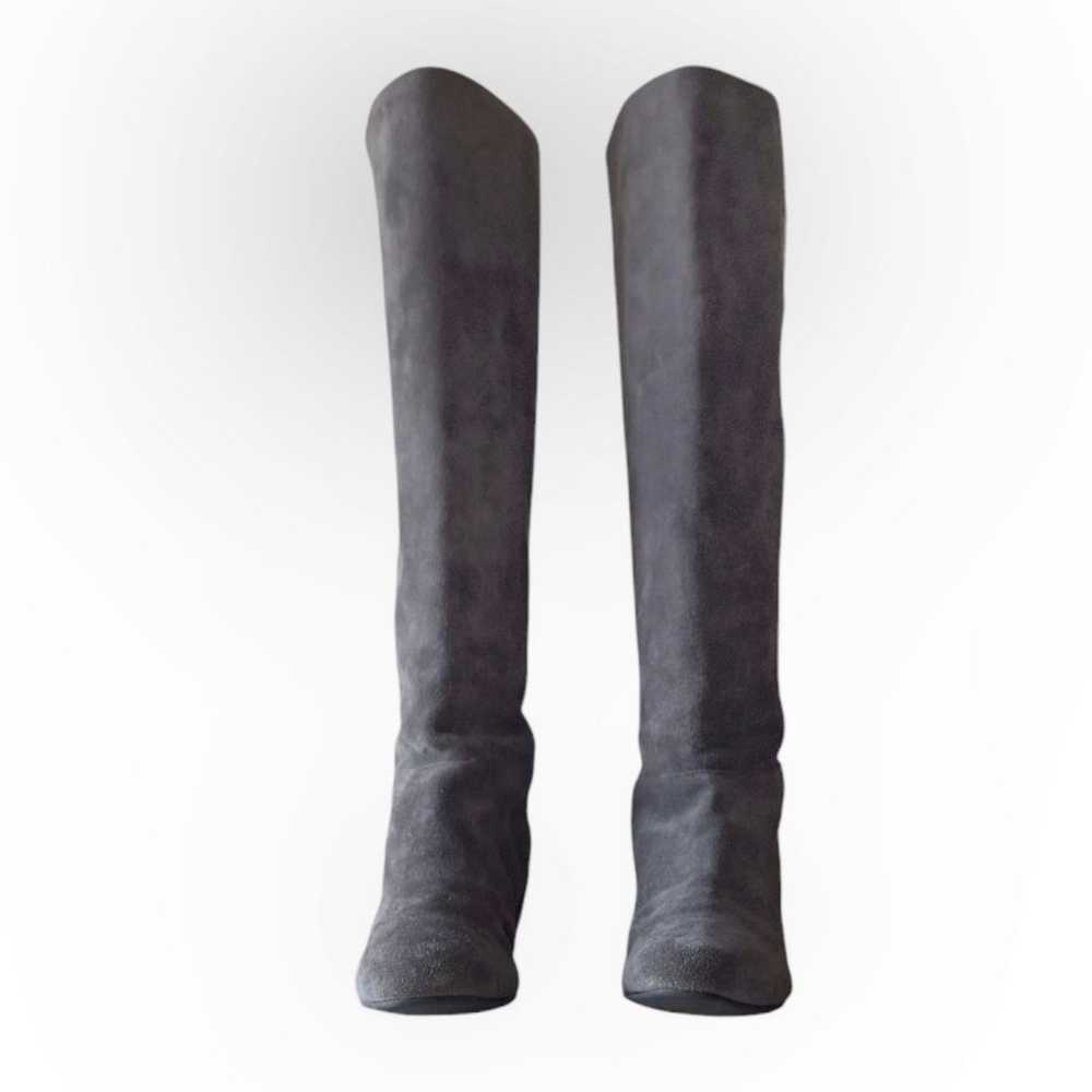 BCBG  ISANNA Gray Suede Outside Zip Knee Boot Wed… - image 6