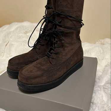 Brown suede sheepskin boots