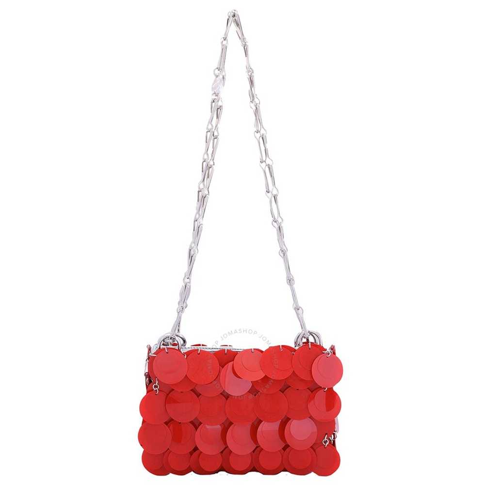 Paco Rabanne Red Sparkle Discs Shoulder Bag