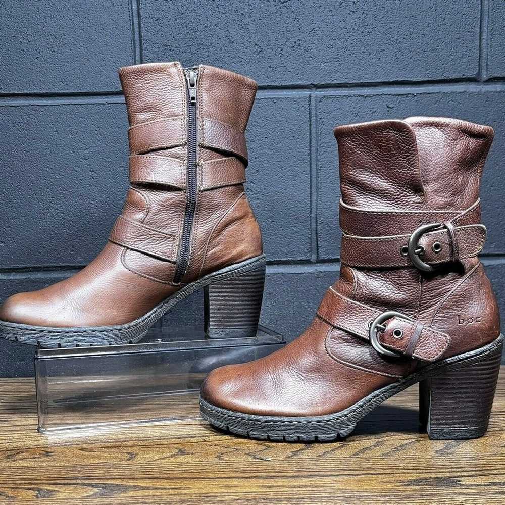 B.O.C. Brown Leather Boots Biker Moto BOC Born Co… - image 1