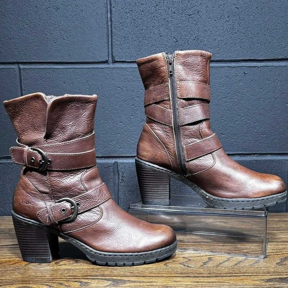 B.O.C. Brown Leather Boots Biker Moto BOC Born Co… - image 2