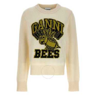 Ganni Egret Logo Intarsia Graphic Bees O-Neck Pul… - image 1