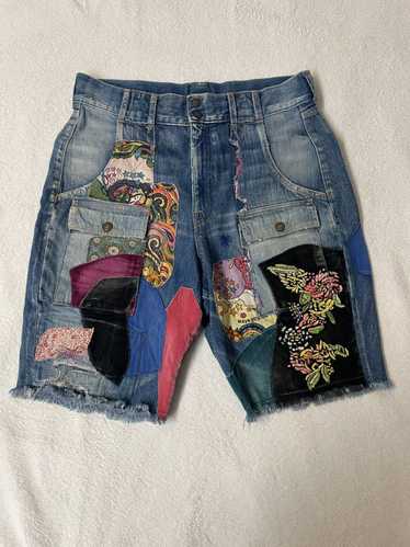 Kapital Kapital Psychedelic Patchwork Denim Shorts - image 1