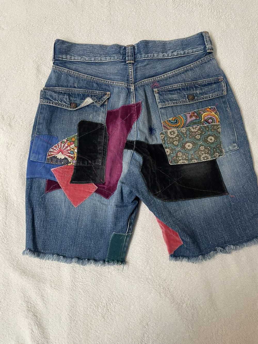 Kapital Kapital Psychedelic Patchwork Denim Shorts - image 4