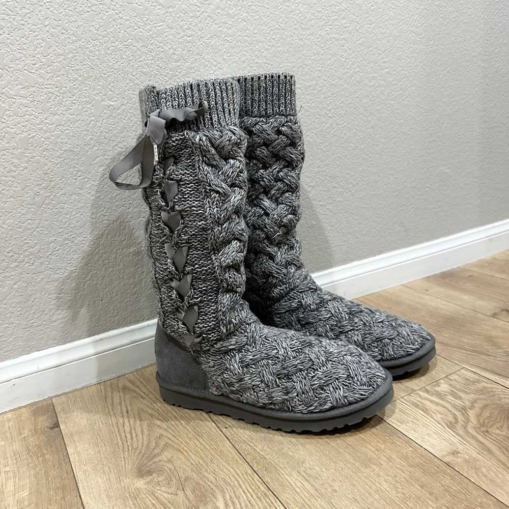 UGG isla cable knit sweater boots Women’s size 10 - image 1