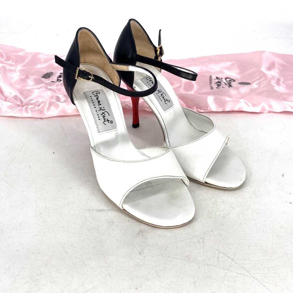 Comme Il Faut Tango Dance Shoes Leather White Bla… - image 1