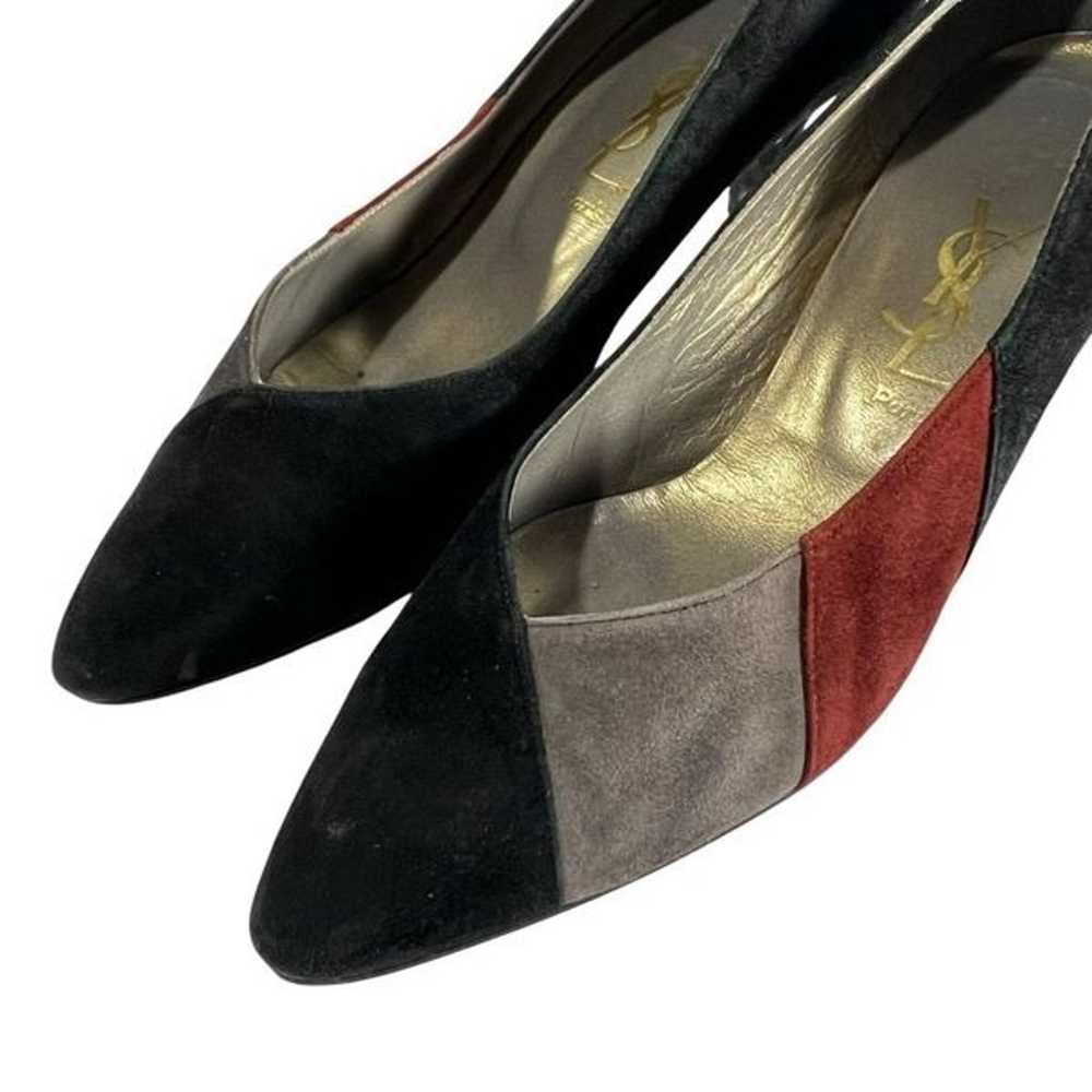 Yves Saint Laurent Sz 6 Black Gray & Red Vintage … - image 10