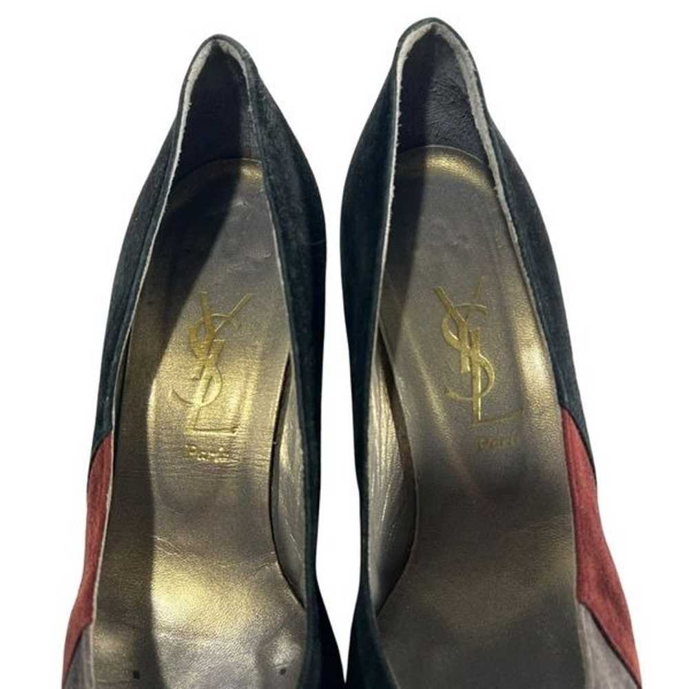 Yves Saint Laurent Sz 6 Black Gray & Red Vintage … - image 3