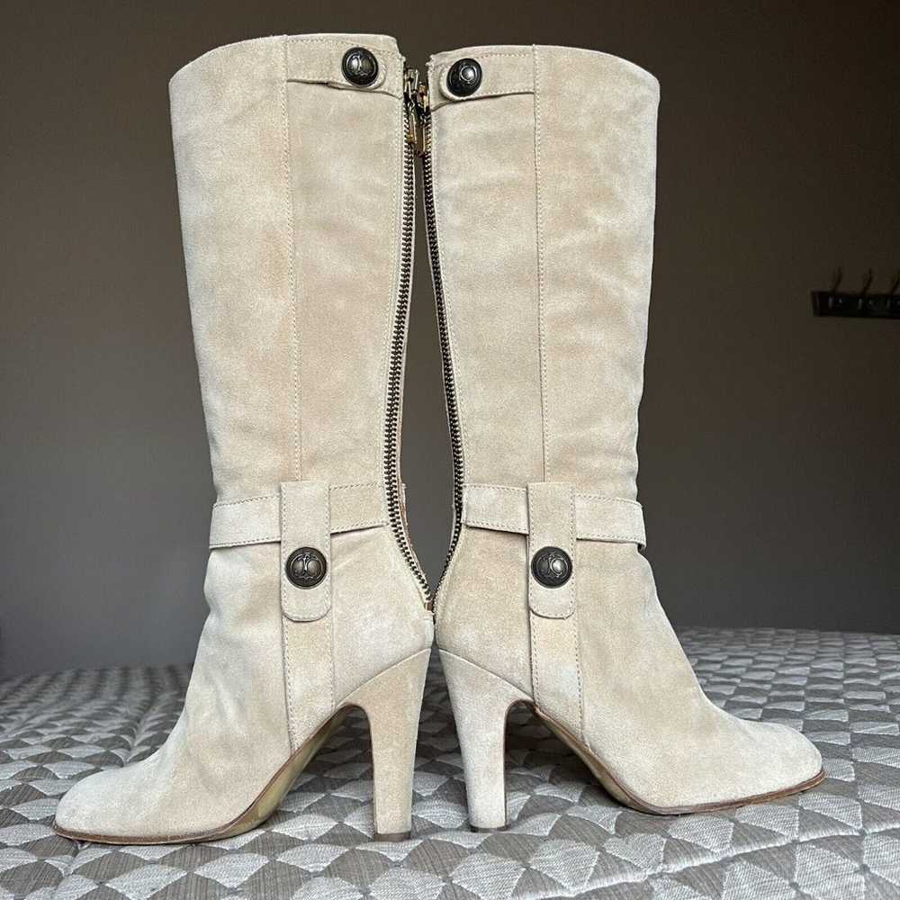 Juicy Couture Tan Beige Suede Knee High Heeled Bo… - image 2