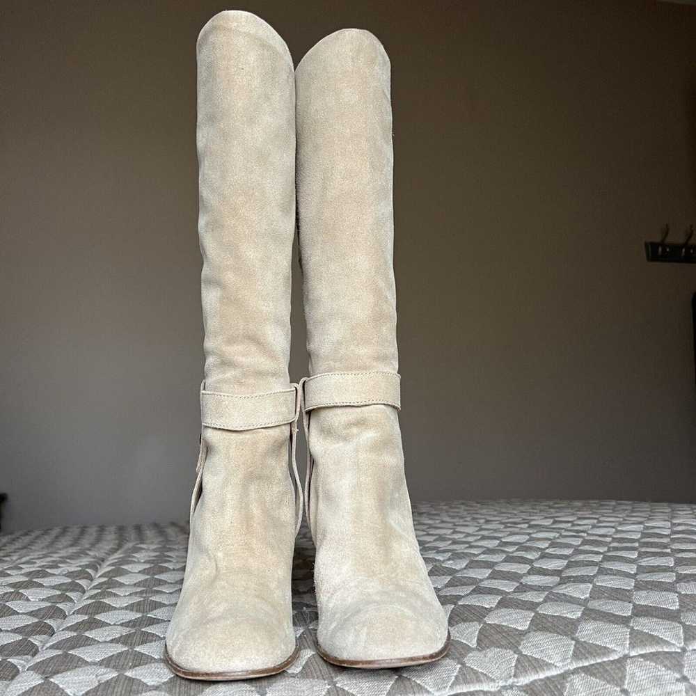 Juicy Couture Tan Beige Suede Knee High Heeled Bo… - image 3