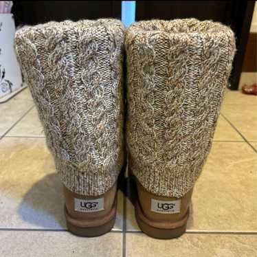 UGG Beige Cable Knit Sheepskin Boots