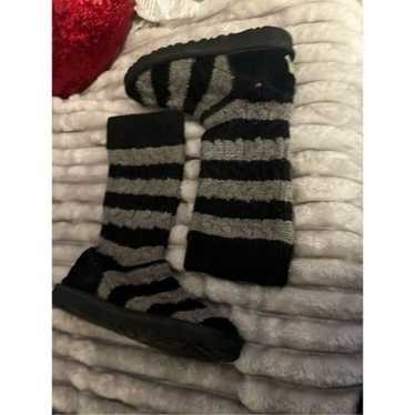 UGG cardy knit black grey striped sweater boots sl