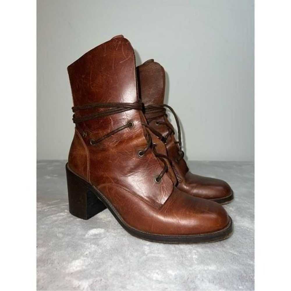 Charles David Whisky Brown Leather Prairie Boots … - image 1