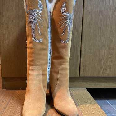 Ladies' boots, sheepskin boots, western boots, lon