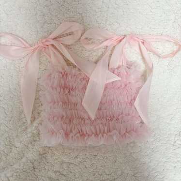 Pink frill camisole size M with ribbon - image 1