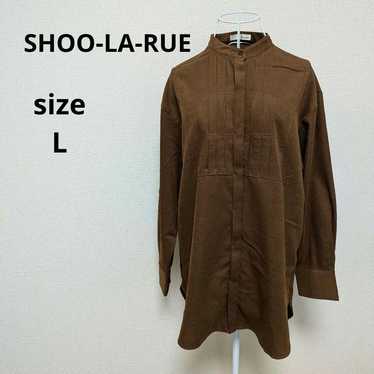 SHOO-LA-RUE Band Collar Shirt Blouse Brown L