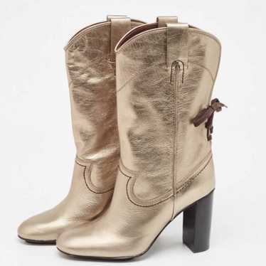 See by Chloe Gold Leather Ankle Boots