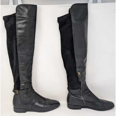 Tory Burch Wyatt Tall Boots Black Leather Knee Hi… - image 1