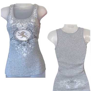 Y2K Express Rhinestone Metallic Tattoo Style Tank 