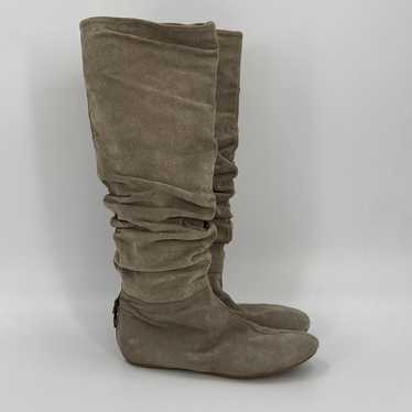 Dior quilted suede tall tan boots