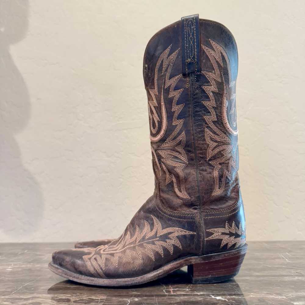 Lucchese 1883 Embroidered Brown Leather Cowboy Bo… - image 1