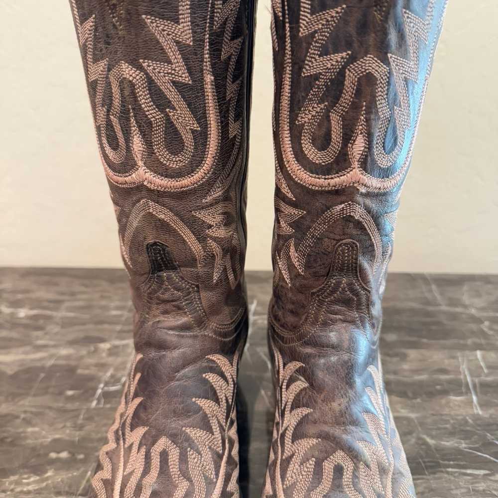 Lucchese 1883 Embroidered Brown Leather Cowboy Bo… - image 5