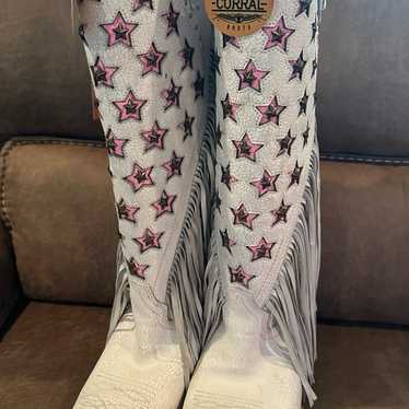 Corral White Fringe Cowboy Boots - image 1