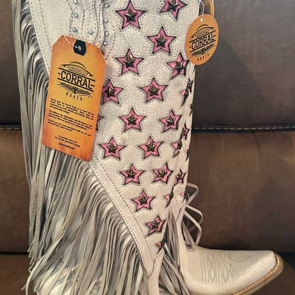 Corral White Fringe Cowboy Boots - image 6