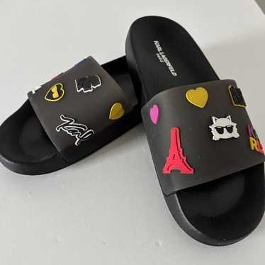 Karl Lagerfeld Ladies Slides Shoes  Black  Size 9 