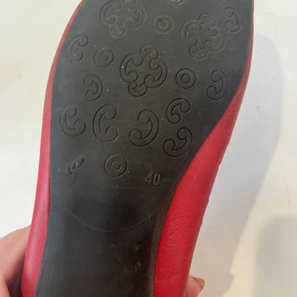 Dorking Red Ballet Flats Flowers Size 40 Leather … - image 4